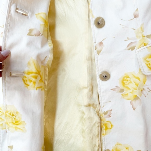 Banana Republic Women's Trench Coat Floral Yellow Button Down Flowers XS - Picture 3 of 9